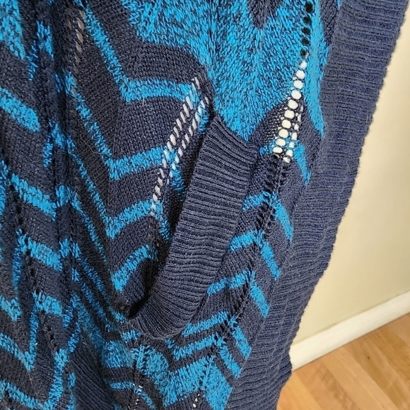 Missoni For Target Blue and Black Zig Zag Open Front Cardigan Size Medium - Picture 7 of 11
